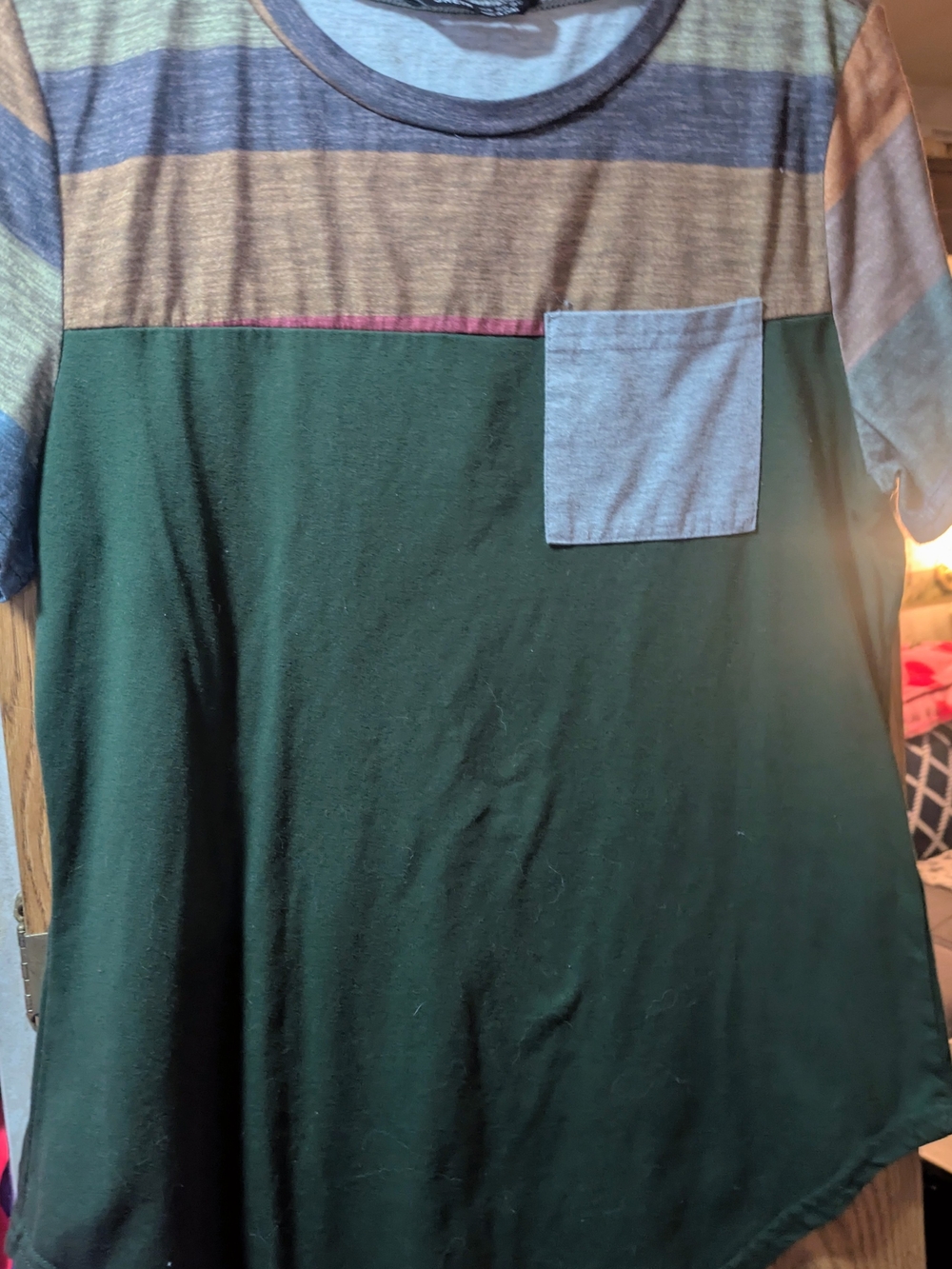SHEIN Green Colorblock Short Sleeve Jersey with Chest Pocket